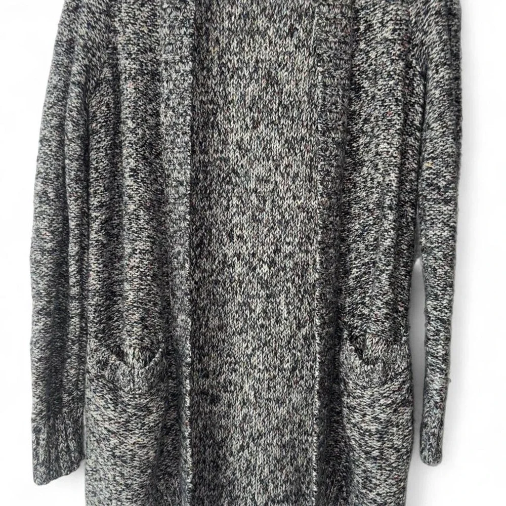 Hollister Chunky Knit Gray Speckled Cardigan Sweater Y2K Open Front Pockets
